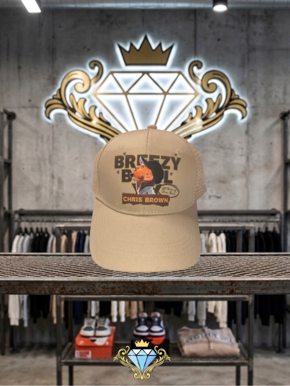 The Craft Baddie Chris Brown Breezy Boy Custom Mesh Trucker Hat Tan OS